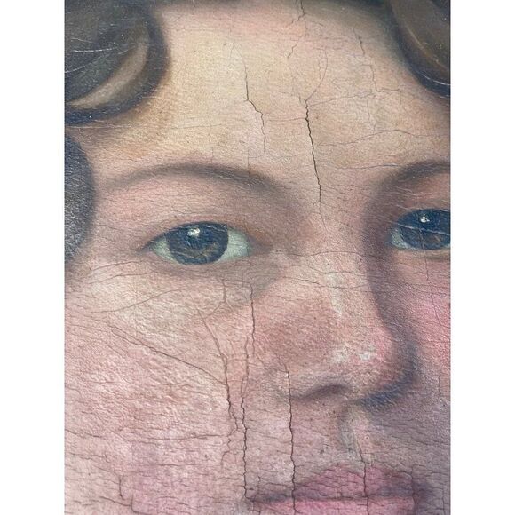 Antique Oil Painting on Canvas Signed BOWEN Young Lady - Picture 3 of 9